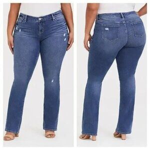 Torrid Mid-Rise Slim Jean Vintage Stretch Wash Denim Jeans Sz 22 R Plus Distress
